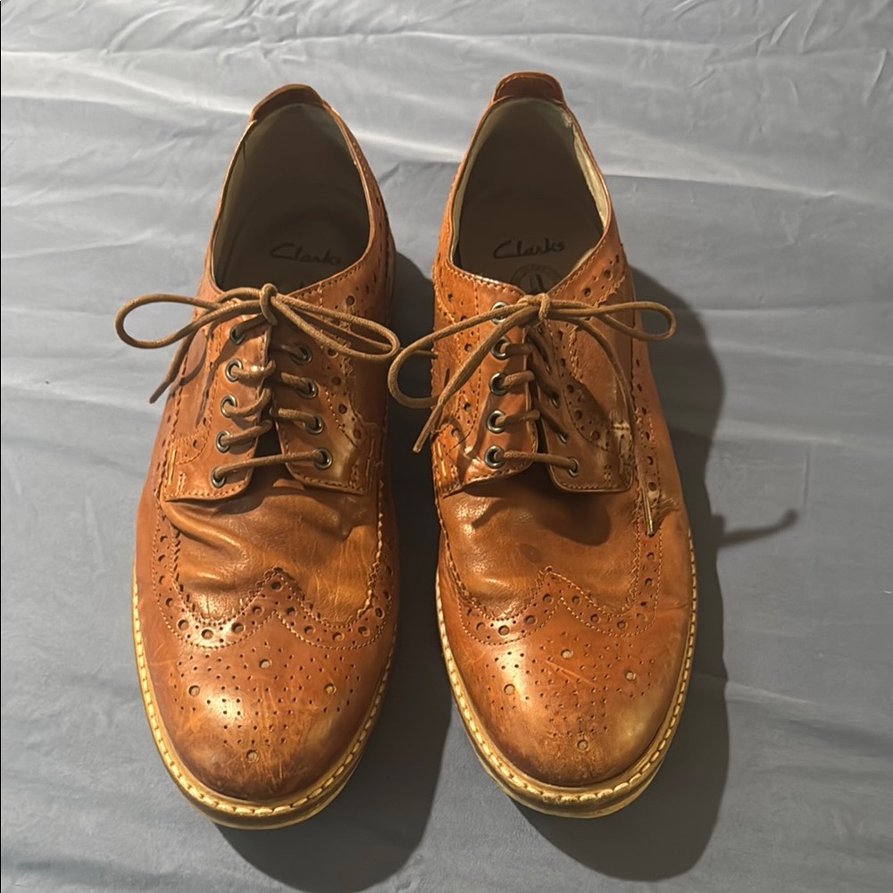 Clarks Brown Leather Oxford Shoes sz 12/46